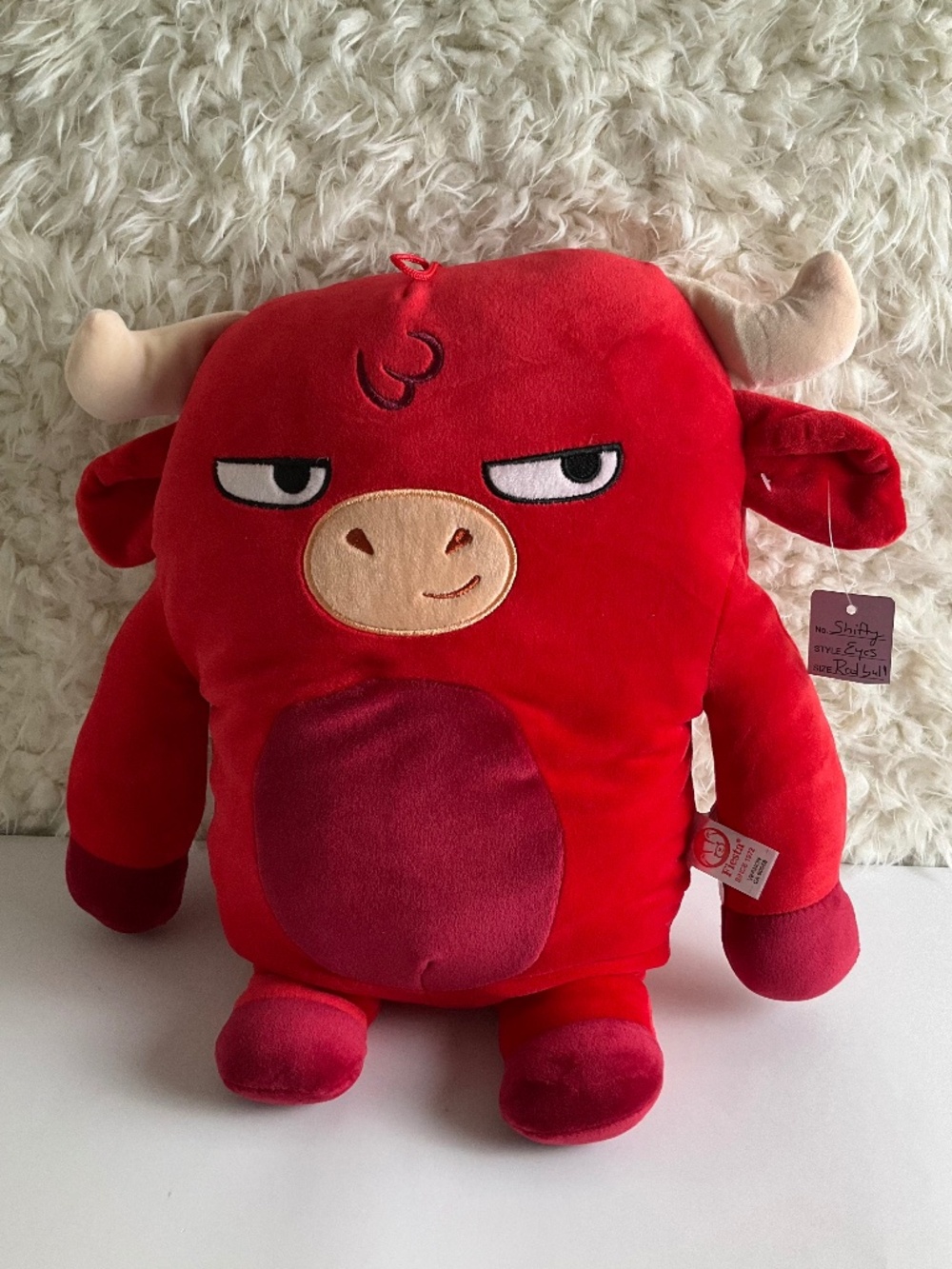 SHIFTY EYES RED BEEF STEAK BULL PLUSHIE TOY/STUFFED ANIMAL~NEW!